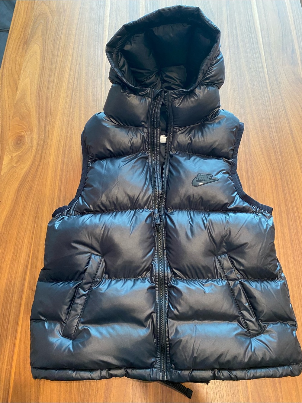 Nike Kids Black Hooded Puffer Vest (L)